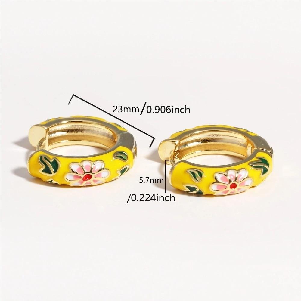 Traditional Flower Enamel Ear Rings Chinese Glaze Ear Jewelry Chinese Style Earrings  Jewelry