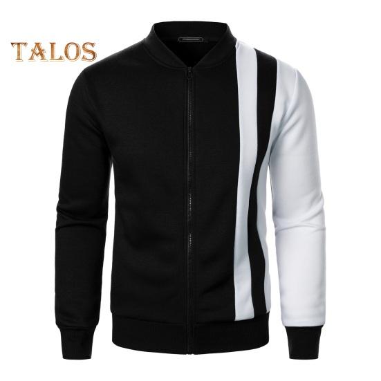 Herr Höst Vinter Kappa Ståkrage Dragkedja Dragsko Färgblock Sportjacka med Elastiska Ärmslut och Fåll Slim Fit Fitness Ytterkläder