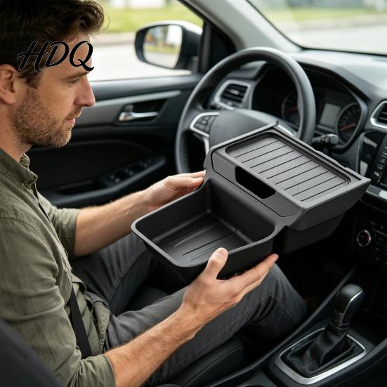 Rear Trunk Storage Bucket under Screen Organizer for Tesla Model Y Center Console Box Dual-section Armrest Tray 2025 2026 Accessories