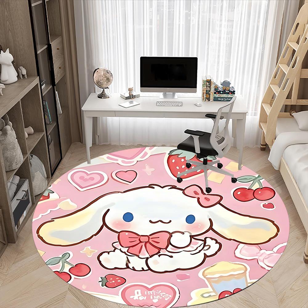 1pc Cinnamoroll Chair Carpet for Office Non-Slip, Soft & Comfortable, Carpet for Office, Gaming, Lightweight Round Floor Mat Yy251021027