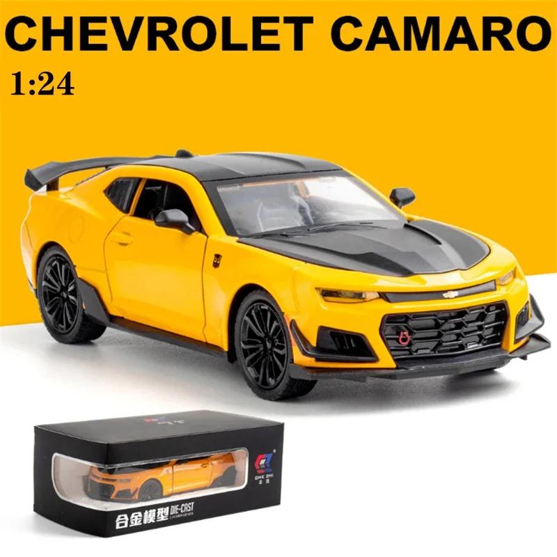 Chevrolet Camaro Modellauto im Maßstab 1:24 aus Metallguss, Sportwagen-Spielzeug mit Sound, Licht und Rückziehfunktion, Sammlerstück für Kinder, Geschenkidee