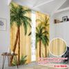 2pcs,2D Plane Printing Contemporary Curtains Tropical Canvas Polyester (without Rod) Decorations Inside Perfect for Living Room,