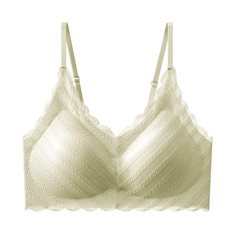 

Бесшовные бюстгальтеры для женщин, пуш-ап, нижнее белье, кружевные, бесследные, в полоску, беспроводные, глубокое V, бюстгальтер, сексуальная модная женская одежда 38/85AB зелёный
