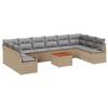 Ensemble de canapés de jardin vidaXL 11 pièces avec coussins beige poly rotin acacia, Canapé de jardin 2 places vidaXL356425