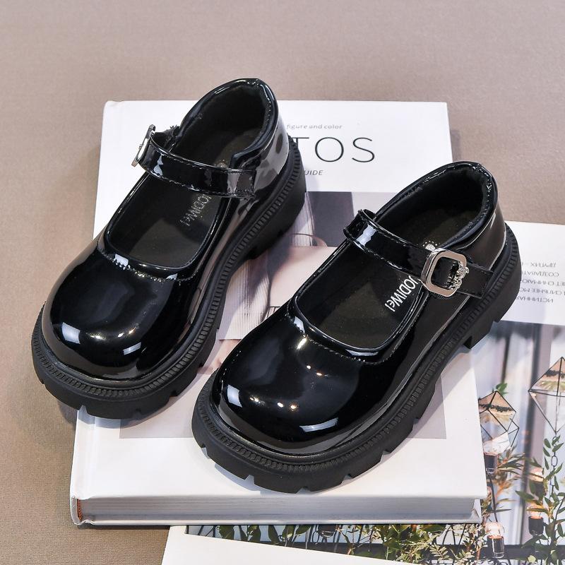Girls' Leather Shoes British Style Princess Shoes 2025 Spring and Autumn New Black Soft-soled Children's Performance Shoes Mary Jane Single Shoes
