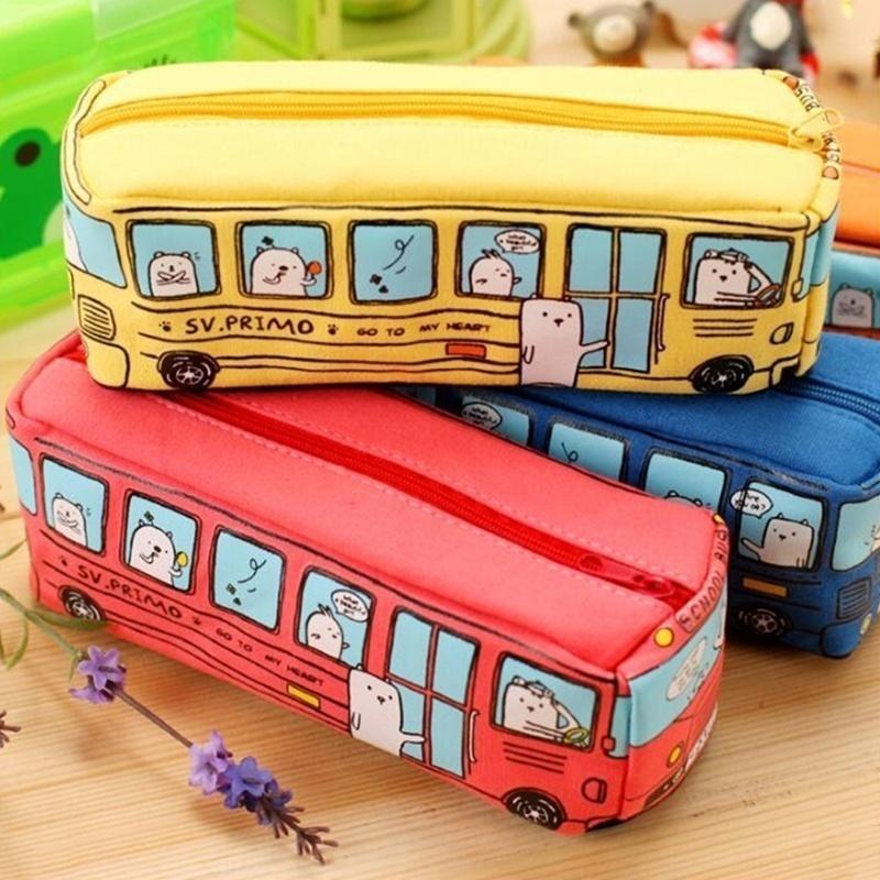 Creative Cartoon School Bus Large Capacity Cute Pencil Bag Children's Gift Office School Supplies Pencil Box Stationery