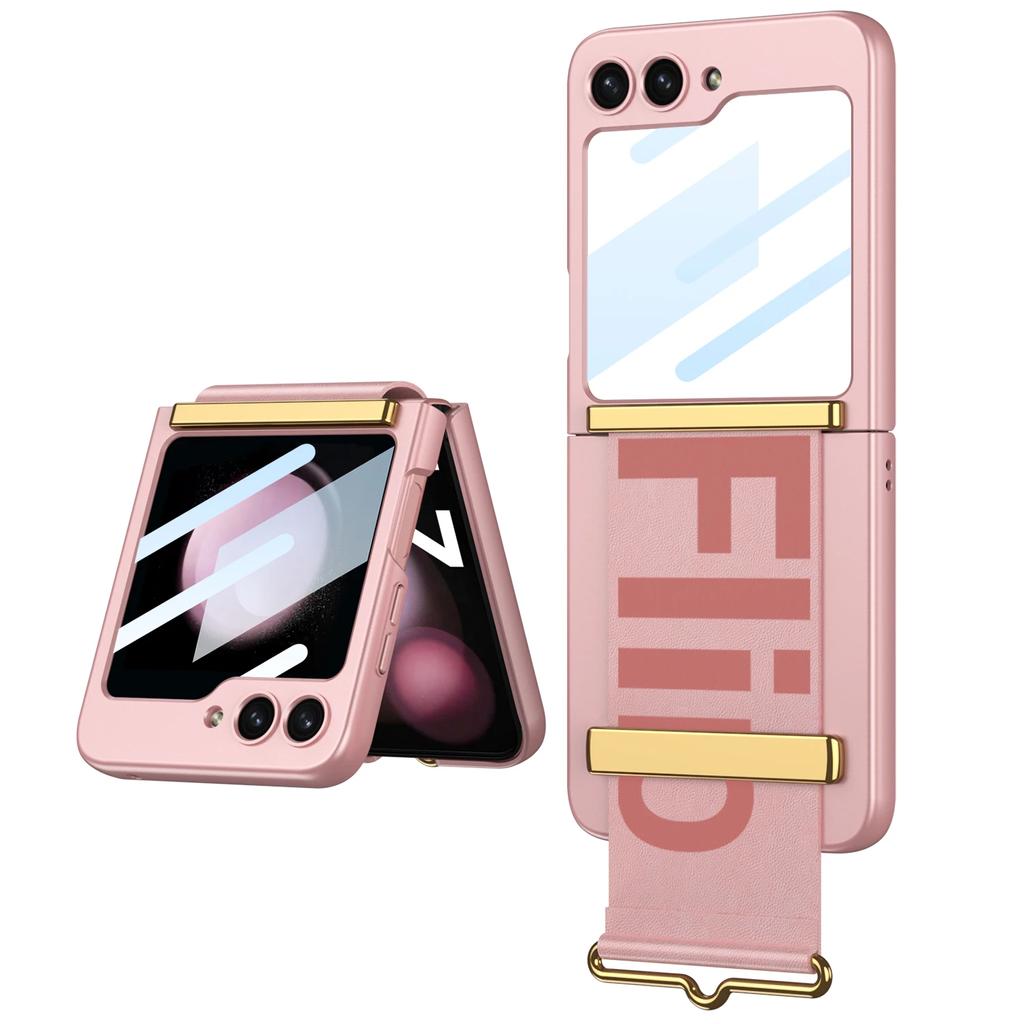 Matné puzdro držiaka na zápästie Predná obrazovka s fóliou pre Samsung Galaxy Z Flip 6 5 4 3 5G Flip 5 Flip 6 Flip 5 Skladací kryt náramku