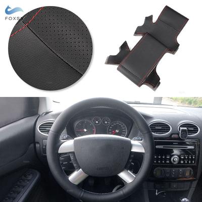 Car Accessories Braid Steering Wheel Leather Cover Hand Sewing For Ford Kuga Focus 2 C-MAX 2007 2008 2009