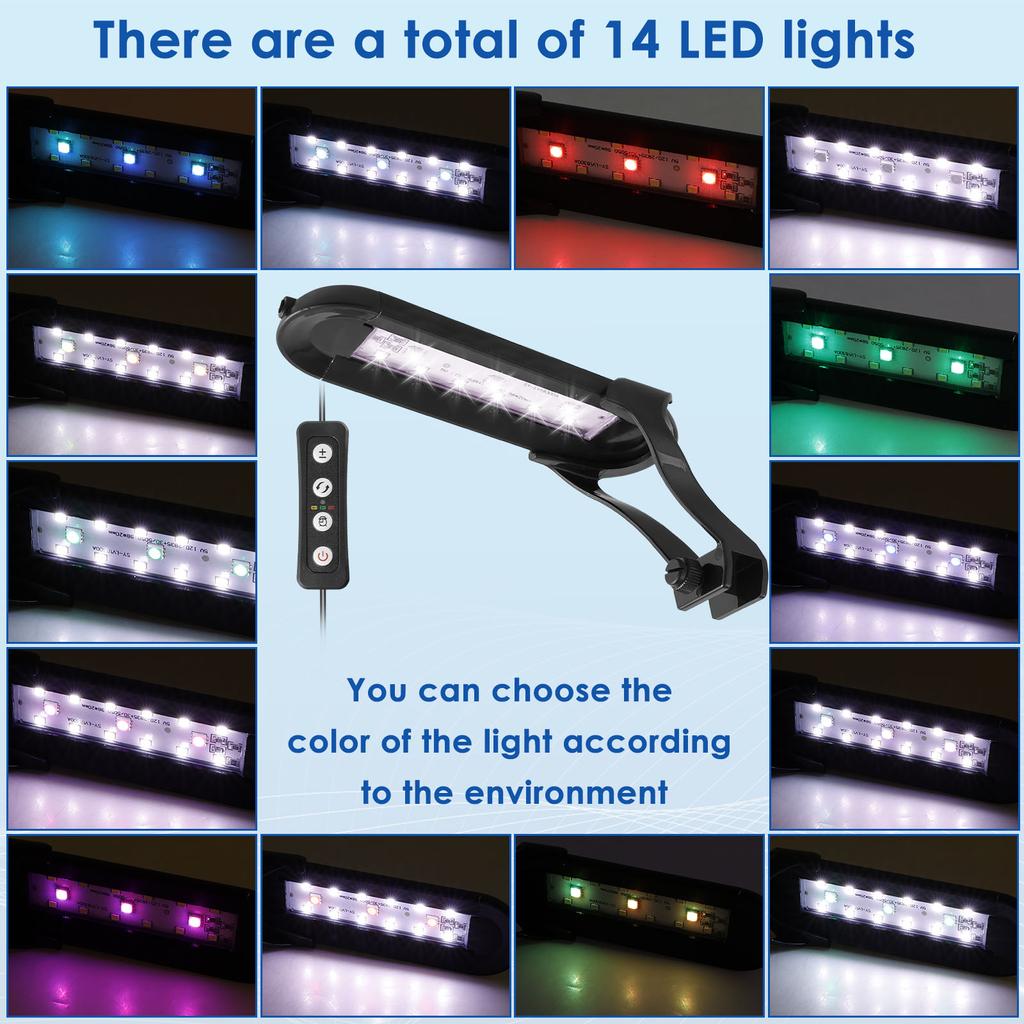 USB Aquarium Light Adjustable LED Waterproof Clip-on Lamp with Remote Control Aquatic Plant Lighting Light For Fish Tank