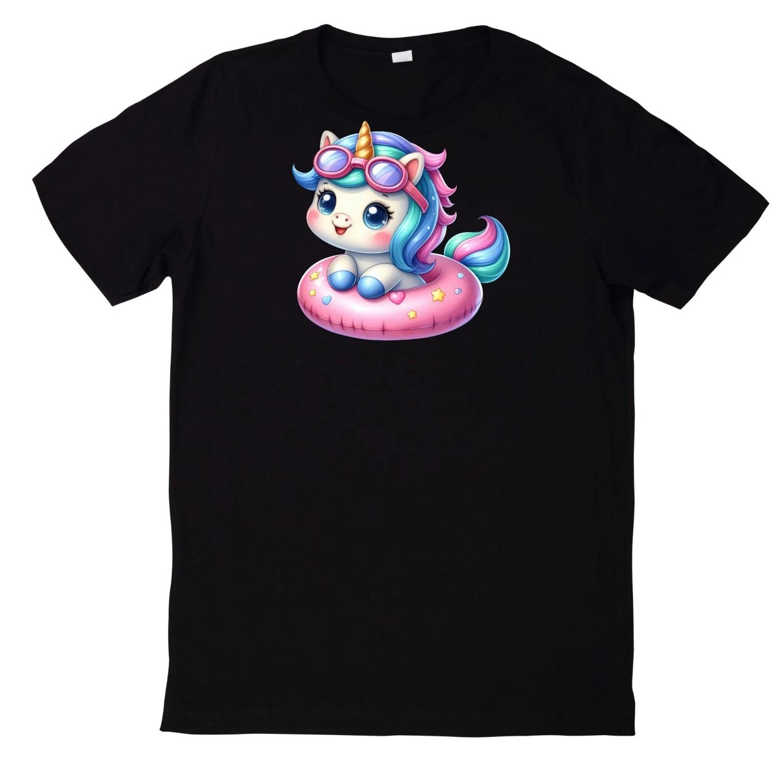 T-Shirt Lustiges Einhorn in der Poolparty Motiv Baumwolle XS