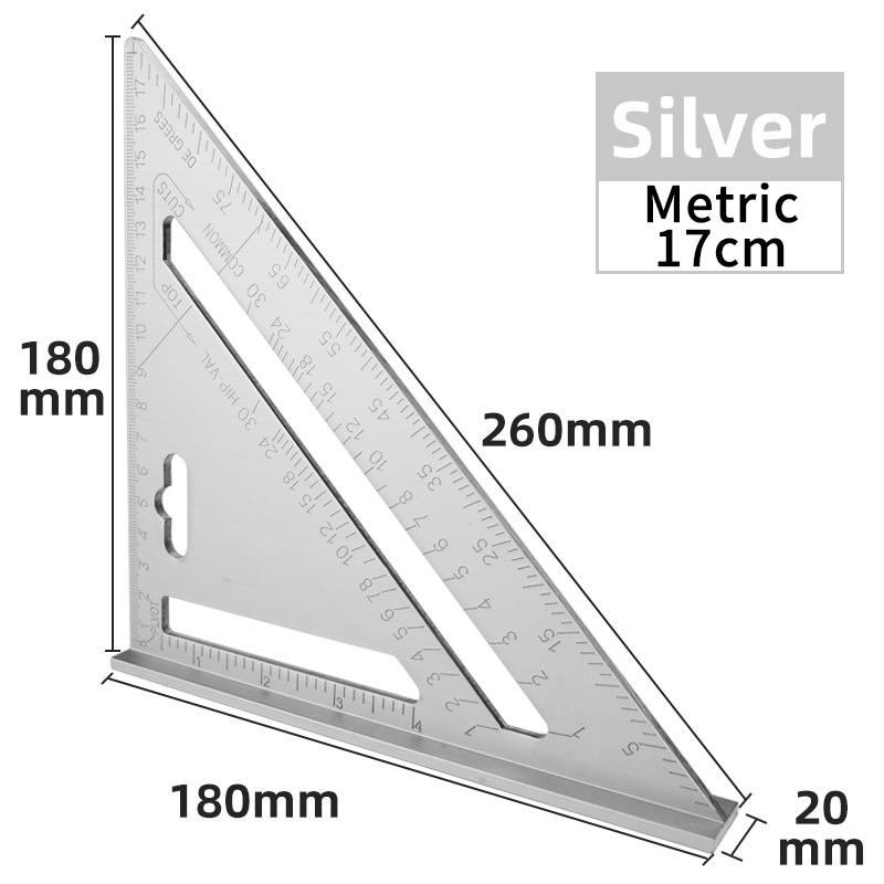 Triangle Ruler 7Inch Measurement Tool Aluminium Alloy Carpenter Set Square Angle Woodworking Tools Try Square Triangular Metric