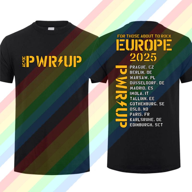 2025 Nové pánské tričko Ležérní AC Pwr Up World Tour DC EUROPE 2025 Tričko Grafické Letní Krátký rukáv Cool Tričko
