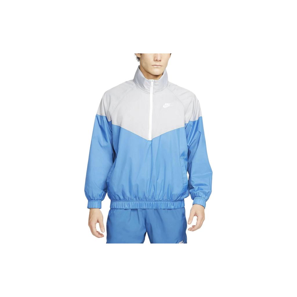Nike Color Block Stand Collar Half-Zip Casual Long Sleeve Jacket Men Jackets Grey Blue DQ4911-012