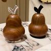 Wood Grain Pear Toothpick Dispenser Dental Floss Toothpick Holder Home Office Restaurant Kitchen Desktop Toothpick Organizer Container