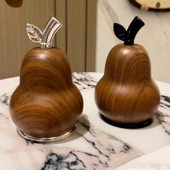 Wood Grain Pear Toothpick Dispenser Dental Floss Toothpick Holder Home Office Restaurant Kitchen Desktop Toothpick Organizer Container
