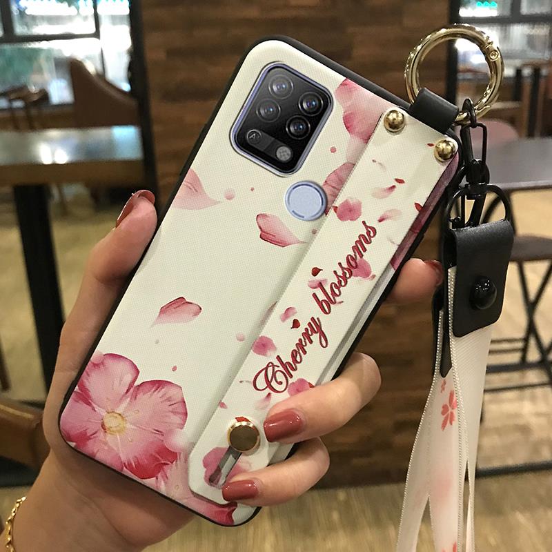 Soft case Back Cover Phone Case For Tecno Pova/LD7 Dirt-resistant Kickstand Wrist Strap Anti-knock Ring Silicone Durable