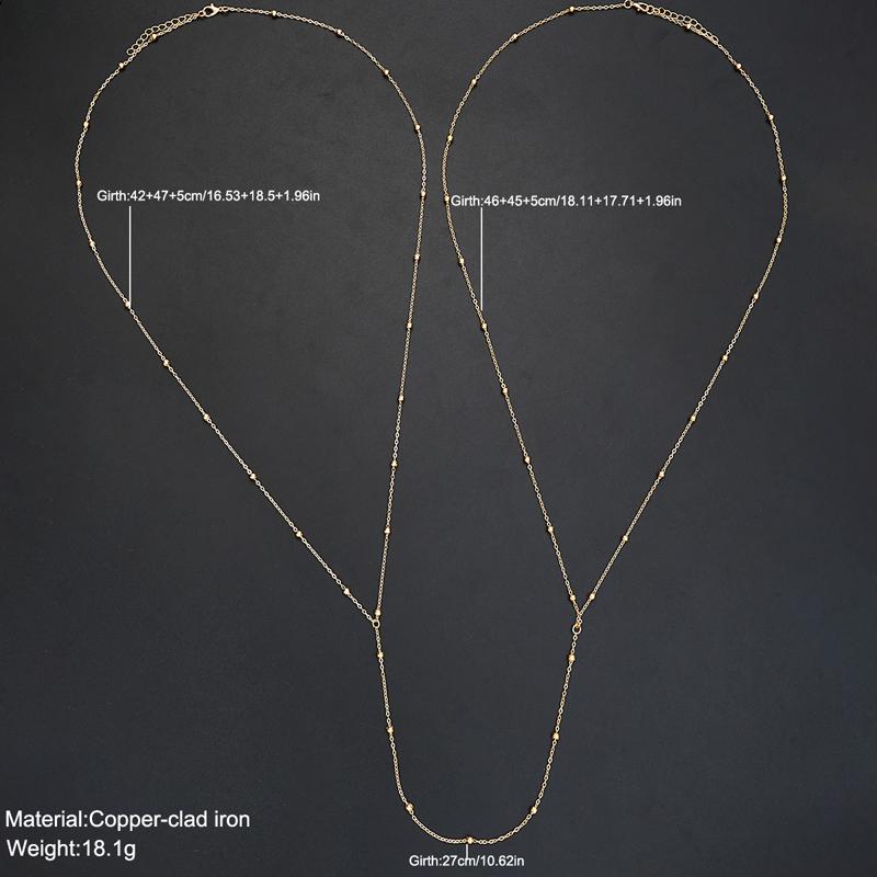 Fashion Gold Color Round Bead Body Chain for Women Simple Metal Double-Layer Chain Adjustable Body Chain Vacation Beach Jewelry