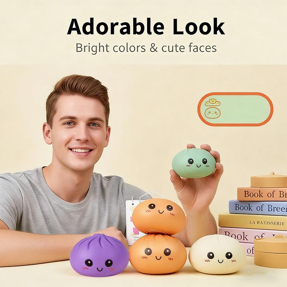 Giant Dumpling Squishies, Jumbo Dumpling Squishy Toy With Steamer, Anxiety Relief Squeeze Toy For Decompression And Sensory Play