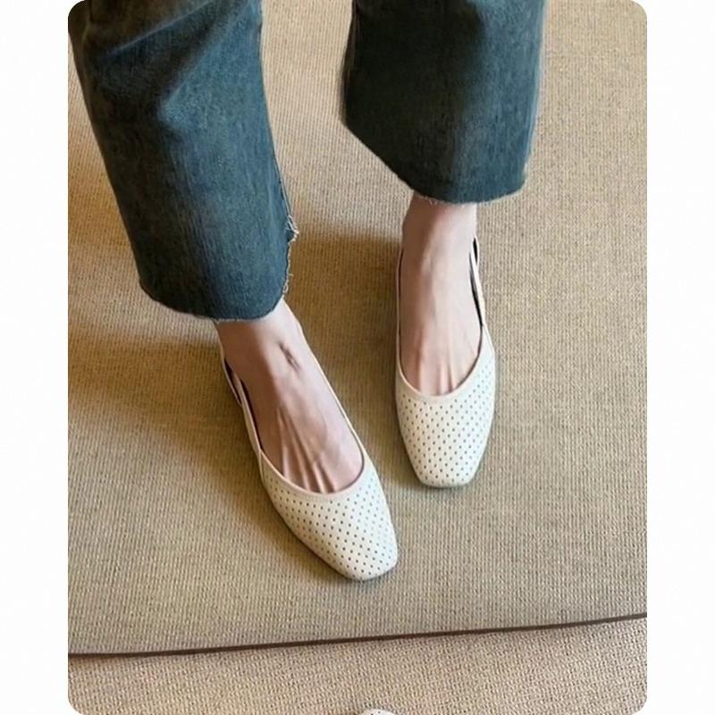 

Холодные Одиночные Туфли Женские Ажурные Крокет Ретро Неглубокие Дышащие Туфли 40 бежевый