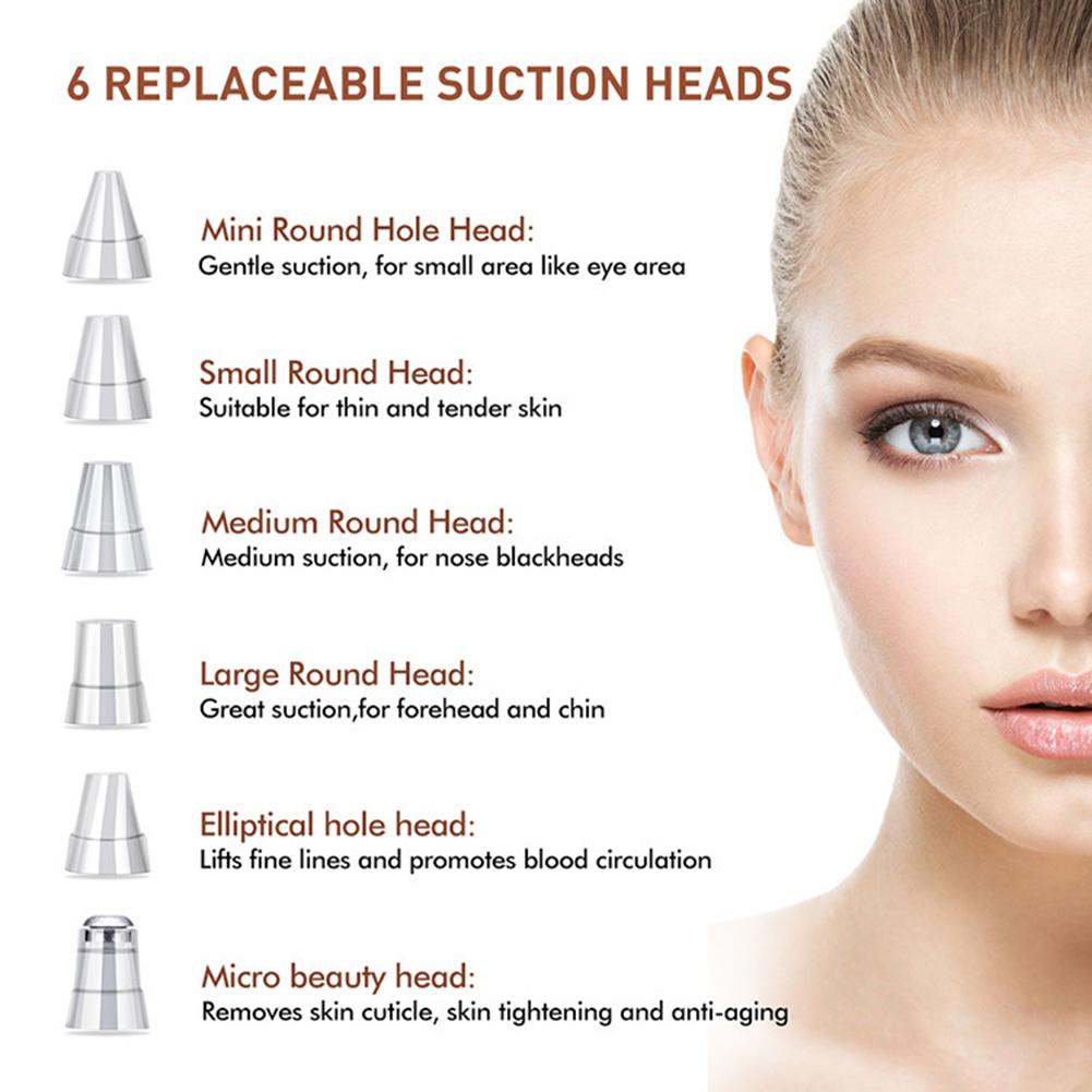 Electric Vacuum Blackhead Remover Facial Pore Cleaner Comedone Spot Acne Pimple Blackhead Extractor USB Rechargeable Face Care