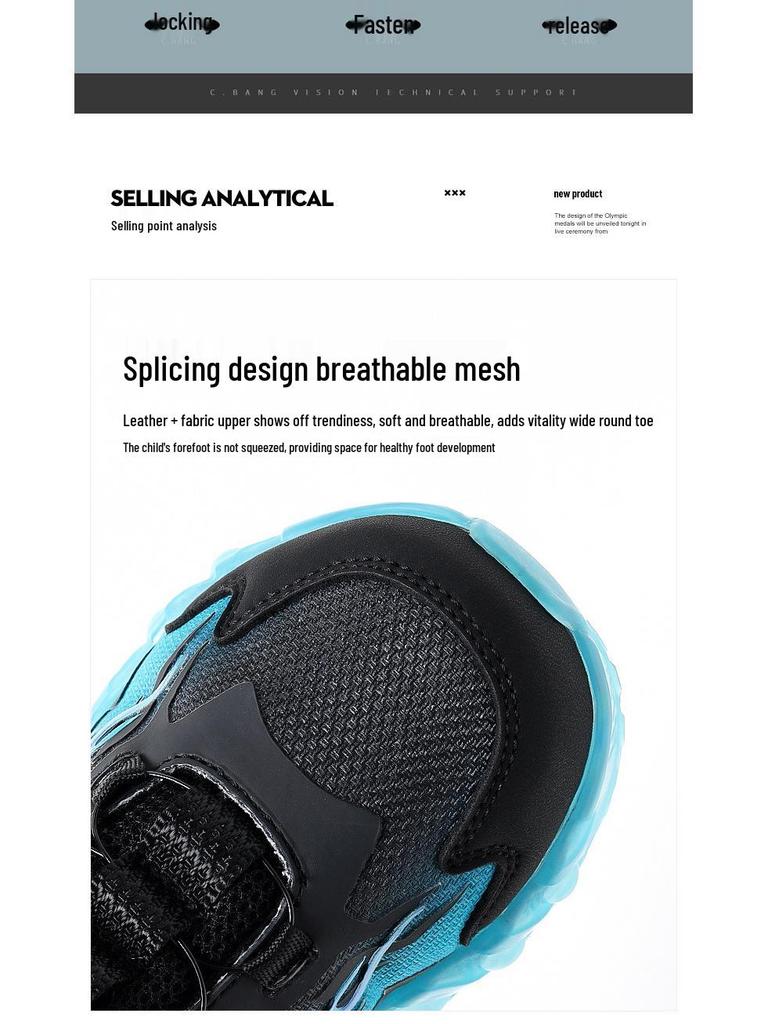 Atmungsaktive Sportschuhe für Jungen Herbst 2025 mit Drehverschluss zum Laufen