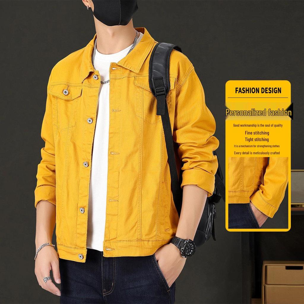 Men's Slim Fit Elastic Denim Jacket for Spring & Autumn - Casual Couple's Top
