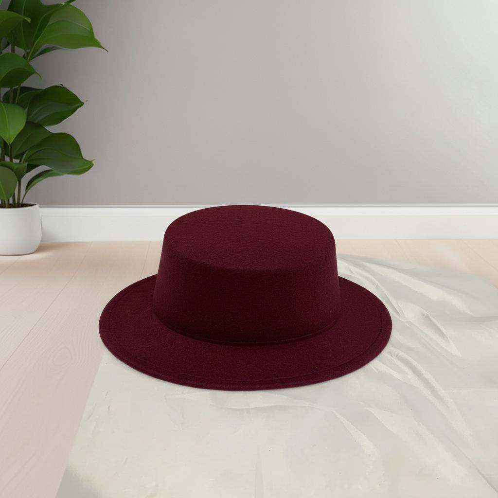 Vintage British Flat-brimmed Hat Flat-topped Top Hat Couple Gentleman and Gentleman Jazz Autumn and Winter