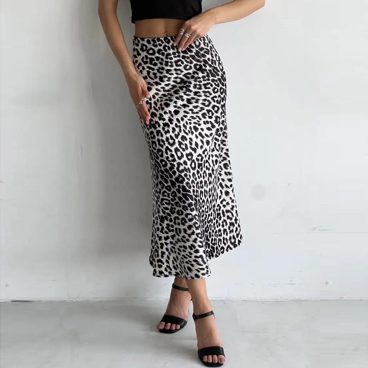 Ladies  Printed Fashionable High Waisted Skirt XL белый