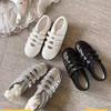 Silver Single Shoes Women's 2025 New Sports Style Mary Jane White Flat Sheepskin Velcro Bowling Ballet Shoes