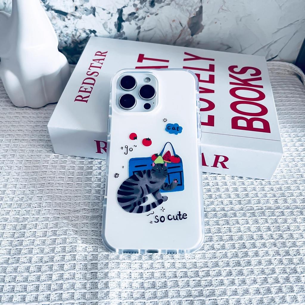 Niedliche Kuchen-Katze für Apple 1314promax Handyhülle Transparent 15IMD Doppelschicht 17pro Weiche Hülle 11