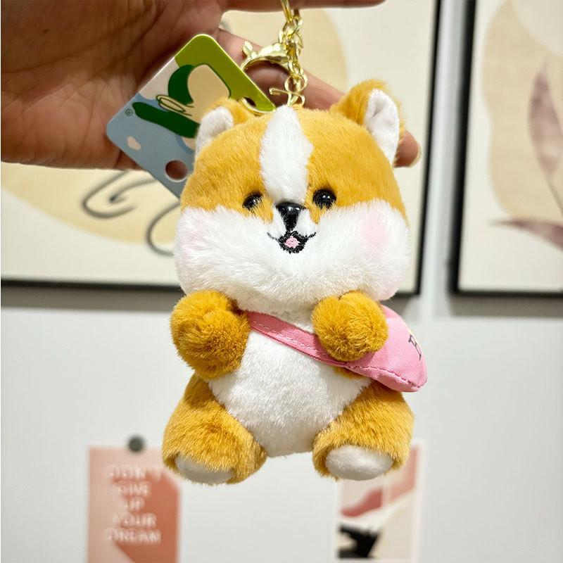 Corgi Cartoon Creative Dog Plush Toy Bag Keychain Pendant Decoration Gift Small