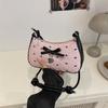 Fashion Y2k Bow Armpit Bag Bow Print Zipper Shoulder Bags Crossbody Bag Women