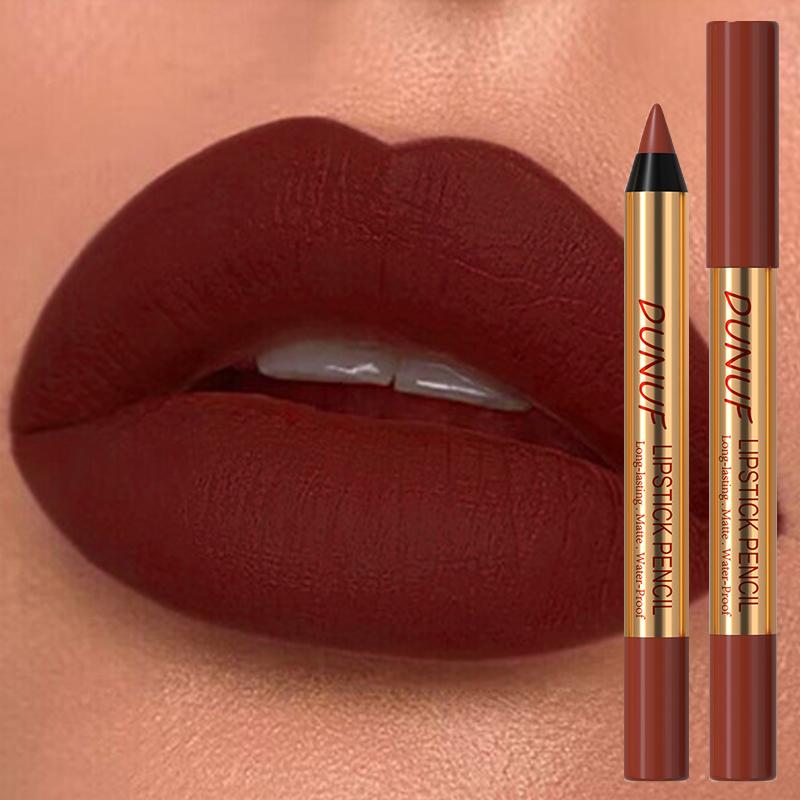 Matte Brown Lipstick Pencil Crayon Lip Liner Non-stick Cup Lipliner Pen Velvet Lip Outline Contour Lasting Waterproof Makeup