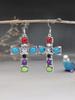 1 Pair of Vintage Cross Colored Natural Stone Earrings, Set with Gemstone Cross Earrings, Suitable for Daily Wear