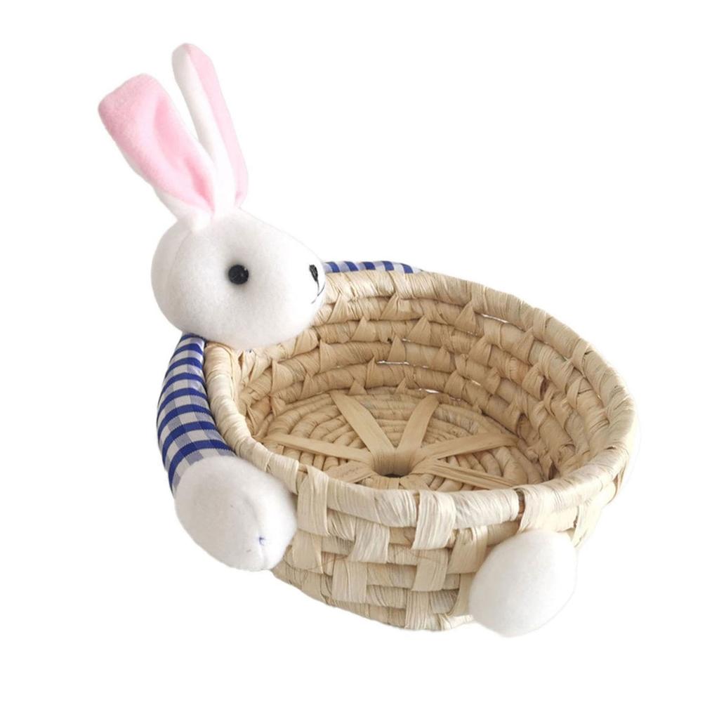 Natural Woven Corn Husk Basket Living Room Storage Solution Snacks Toy Organiser Rabbit Food Container for Home Use