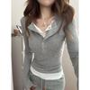 Women's Slim Fit Two-in-One Patchwork Long Sleeve Top