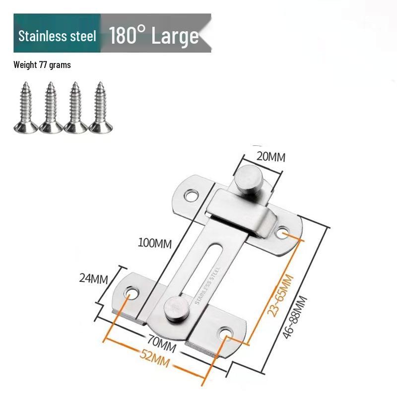 Black Stainless Steel 90° Door Latch Bolt for Home or Pet Doors