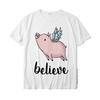 Glaube Fliegendes Schwein Mit Flügeln Motivierende Schweine Fliegen Geschenk T-Shirt LässigNormale Oberteile T-Shirt Überwiegend Baumwolle Herren T-Shirts
