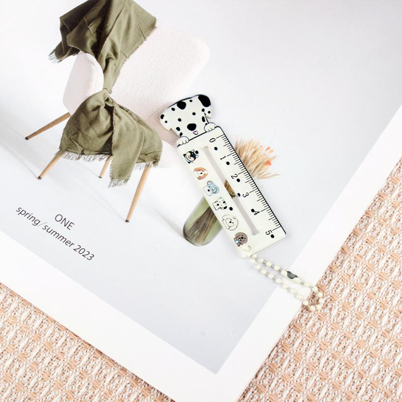 Cute Cartoon Animal Cat Dog Ruler Mini 5cm Portable Stationery Ruler Pendant Backpack Charm Student Prize Student Reward Gifts