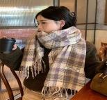 Retro plaid Japanese and Korean atmosphere plaid scarf women's plaid series contrasting color warm shawl student scarf