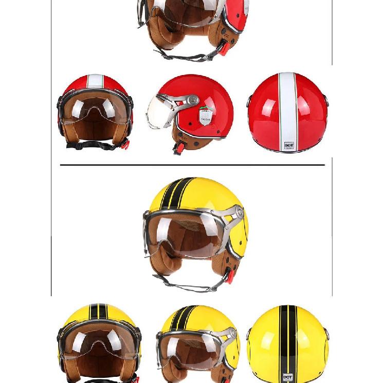 Retro Open Face 3/4 Motorcycle Motorbike Helmets Vintage Chopper Capacete De Moto Bike Cascos Scooter With For Men Women DOT