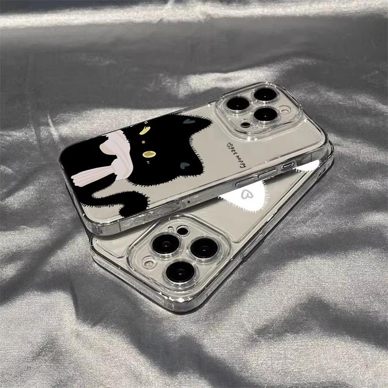 Cartoon Black White Cat Couple Phone Case For Xiaomi Mi 15 T Pro 14T 13T Mi 17 Pro 15 14 13 12 11 Lite 5G Clear Bumper Cover