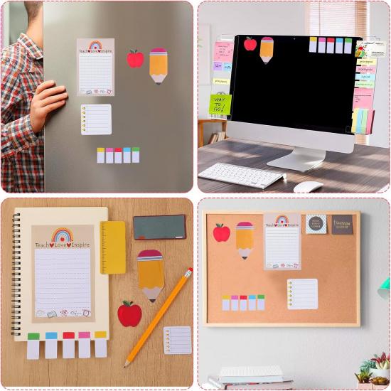 Teacher Appreciation Gifts-Teaching is A Work of Heart Sticky Notes Set Fun Self-Stick Note Pads Writing Notes School Office Supplies Suitable for