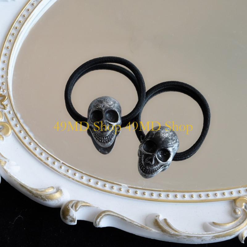49MD Halloween Skull Hair Rope for Adult Female Punk Skull Head Hairband Festival Party Hair Band Women Hair Accessories