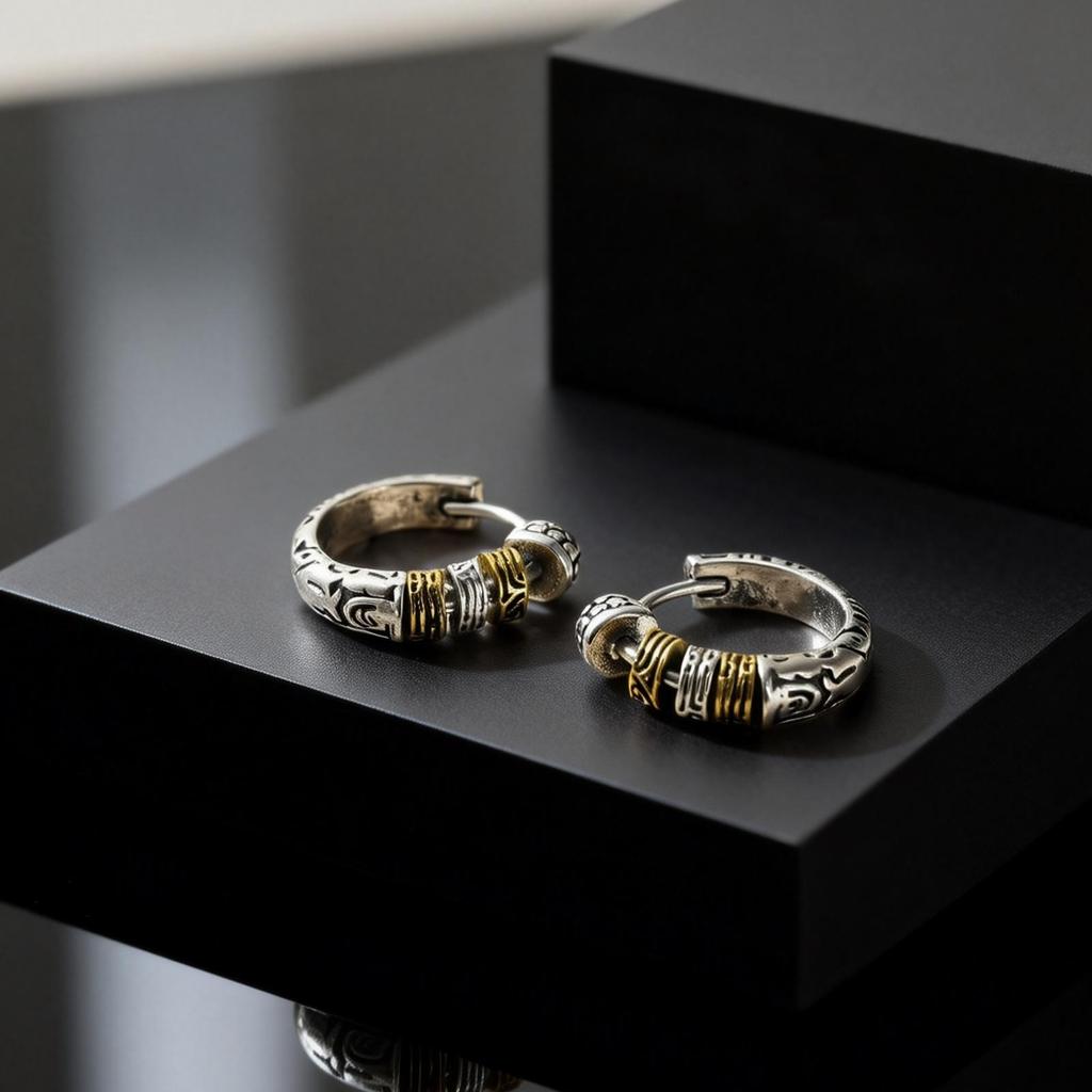 Creative Unique Design Textured Metal Chunky Hoop Earrings for Men Fashion Hiphop Party Piercing Jewelry Gifts