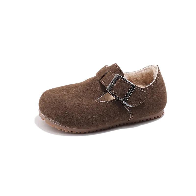 Toddler Kids Casual Shoes Plush Warm Buckle Soft Children Flats Boys Girls Autumn Winter Leisure Fashion Baby's Cotton Shoes