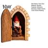 Christmas Holiday Wall Decorations Opening Fairy Door with Hidden Gnome Scene, Miniature Wooden Decor, Small for Baseboards 2D Flat Reading