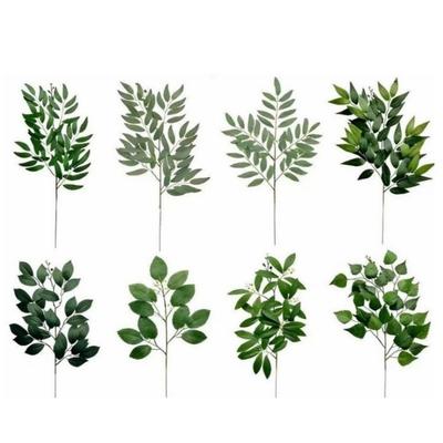 Decorative Artificial Green Plant Willow Leaves Eucalyptus Leaves Fake Eucalyptus Leaf Faux Fake Tree Branch Flower Arrangements