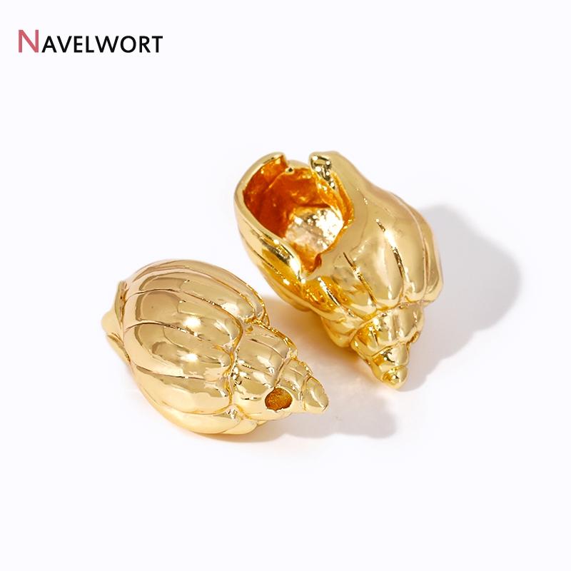 2Pcs 14K Gold Plated Brass Metal Conch Pendant,Charms For Jewelry Making,DIY Earring Bracelet Necklace Making Findings Supplies