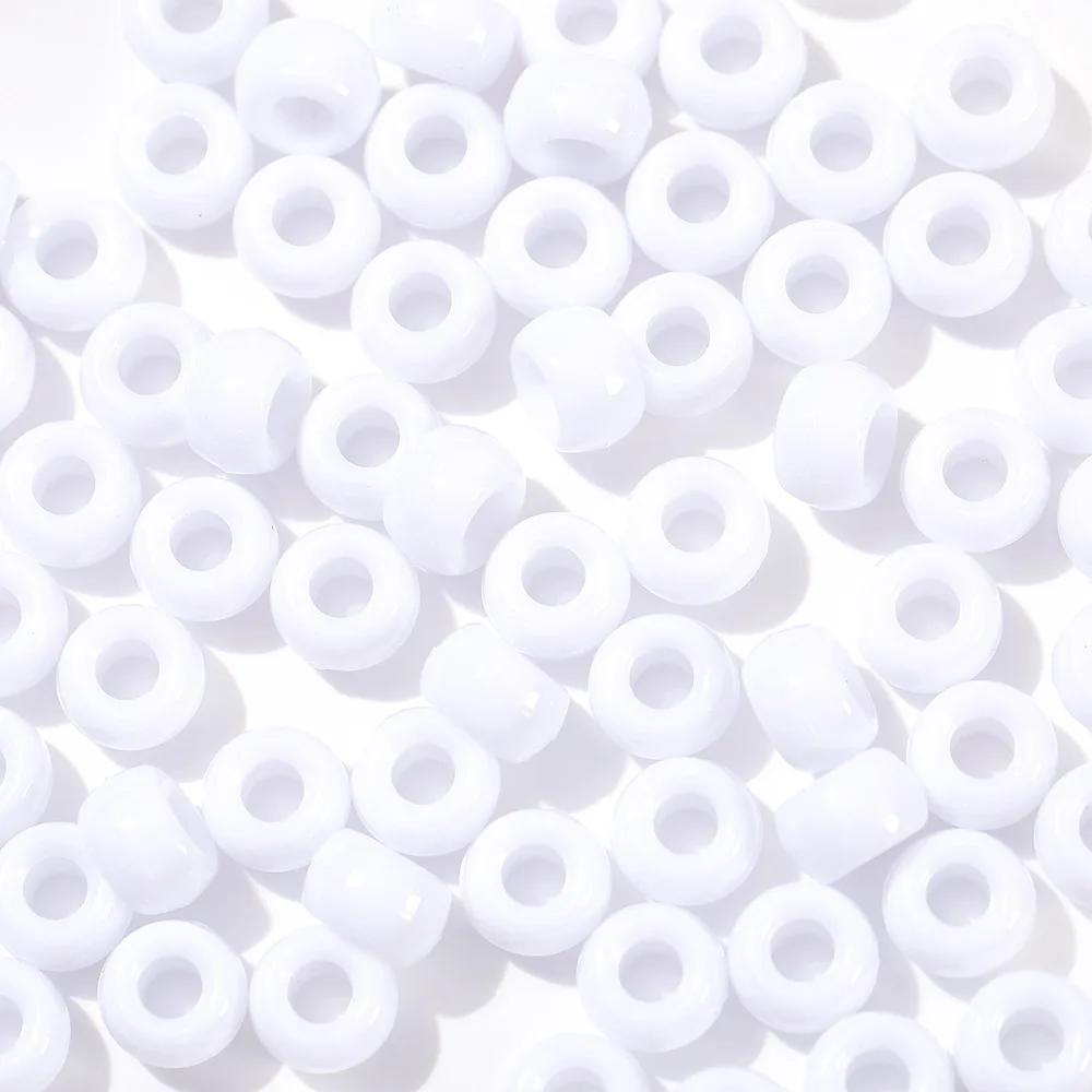 TX40 100Pcs 9mm Colors Minimalist Multicolor Rotundity Acrylic Big Hole Spacer Beads DIY Craft Kid Necklace Bracelets Accessory